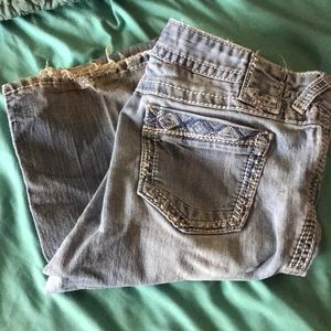 Light wash distressed jeans